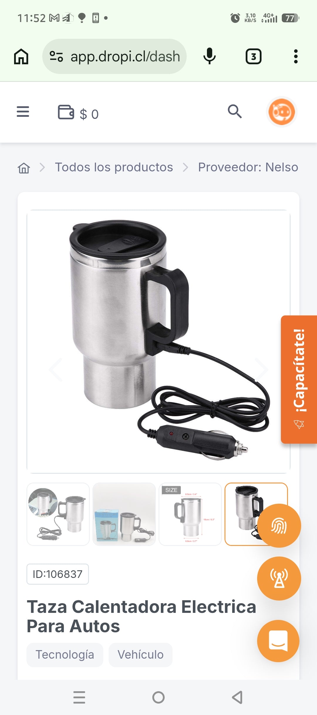 Taza Calentadora Electrica Para Autos