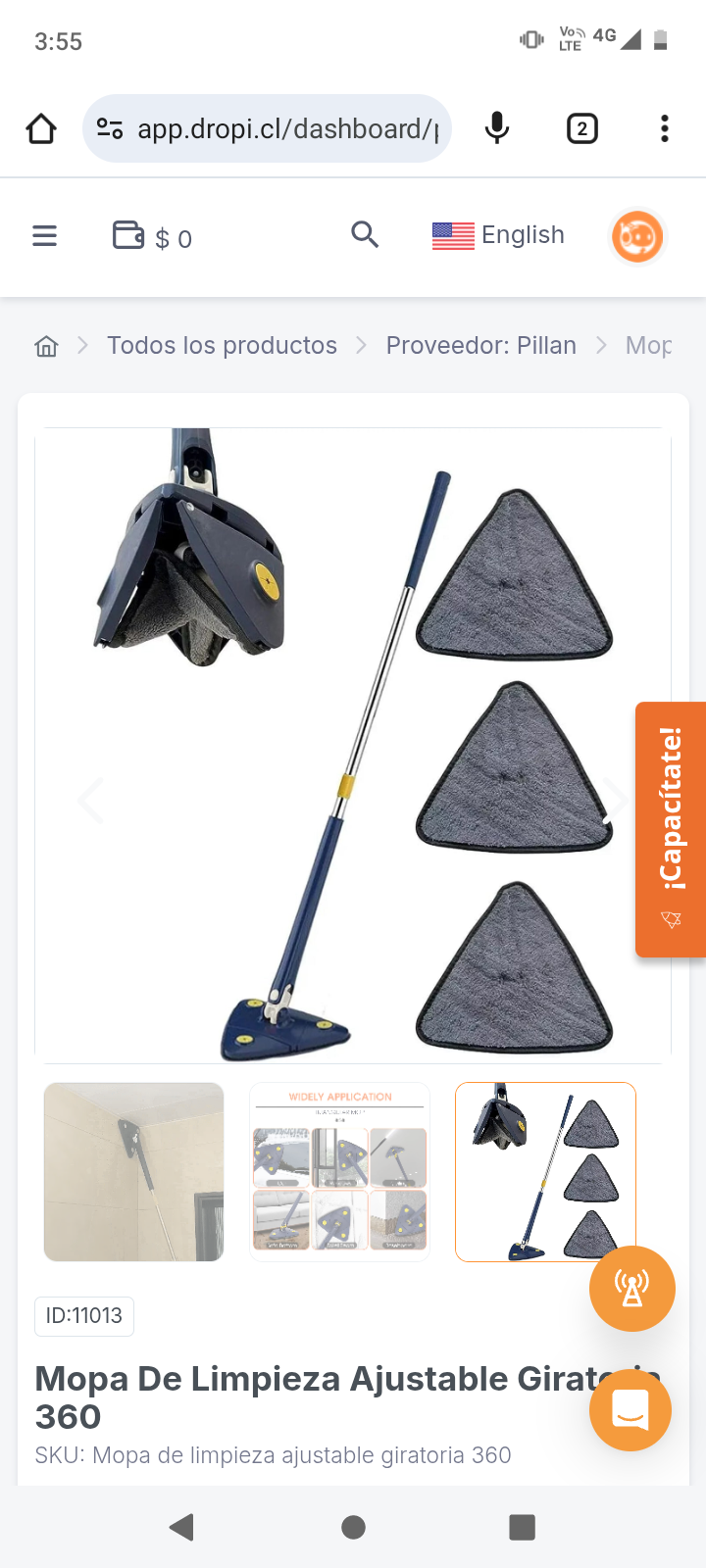 Mopa De Limpieza Ajustable Giratoria 360