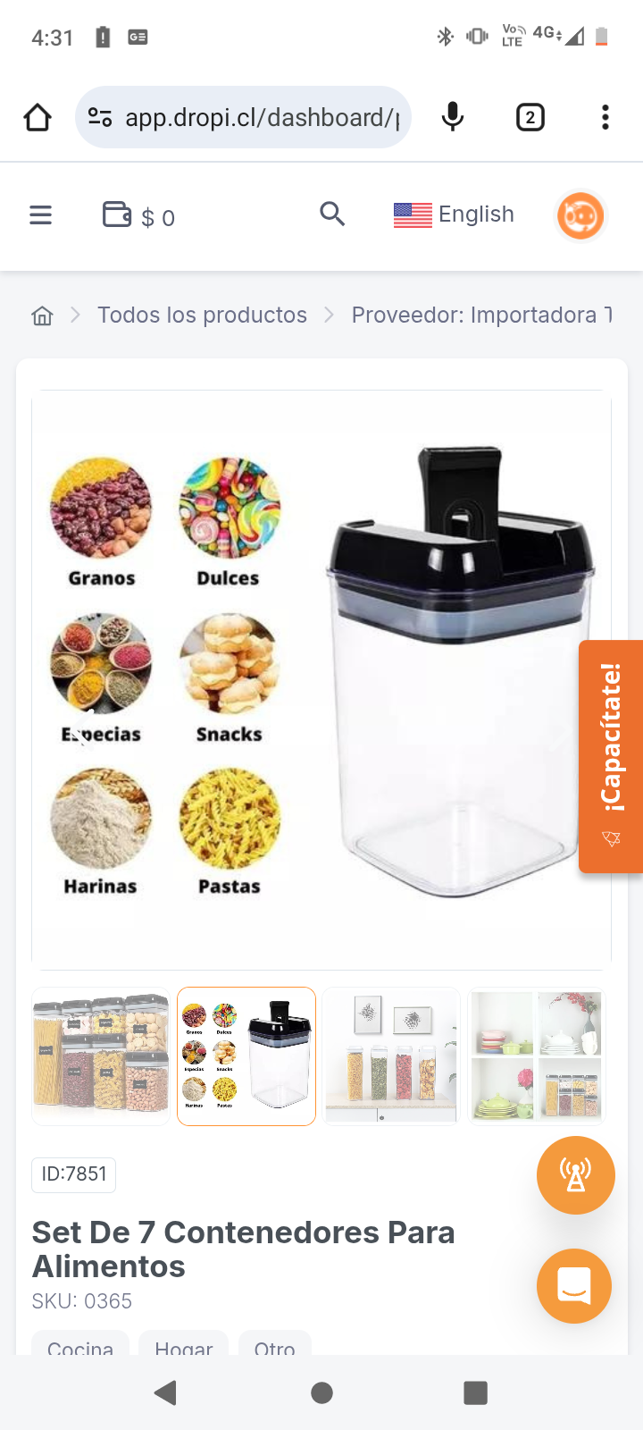 Set De 7 Contenedores Para Alimentos