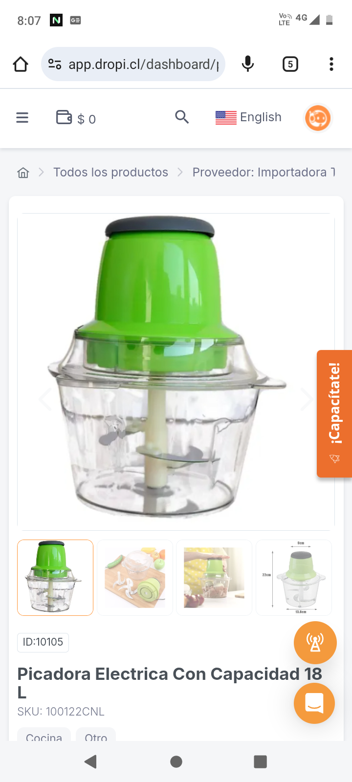 Picadora Electrica Con Capacidad 18 L