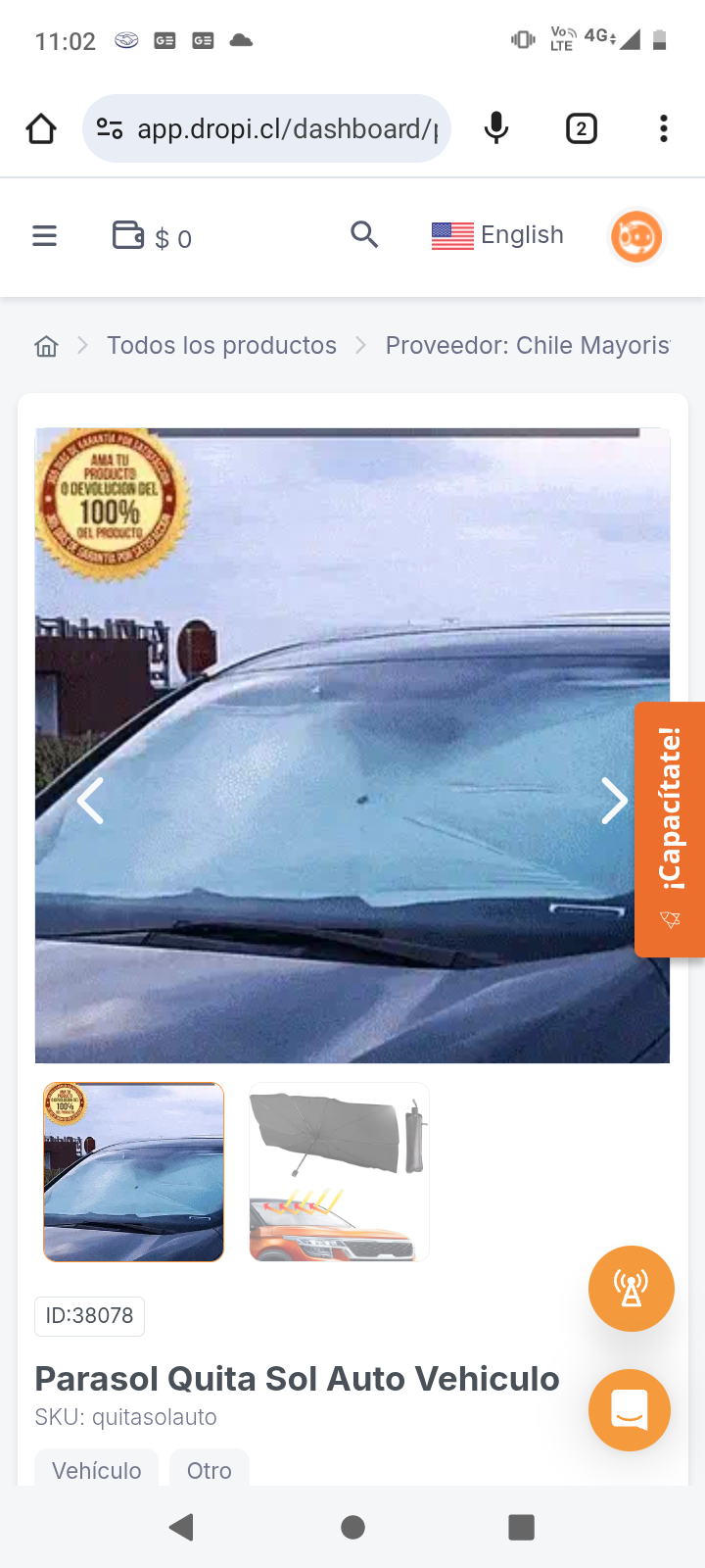 Parasol Quita Sol Auto Vehiculo