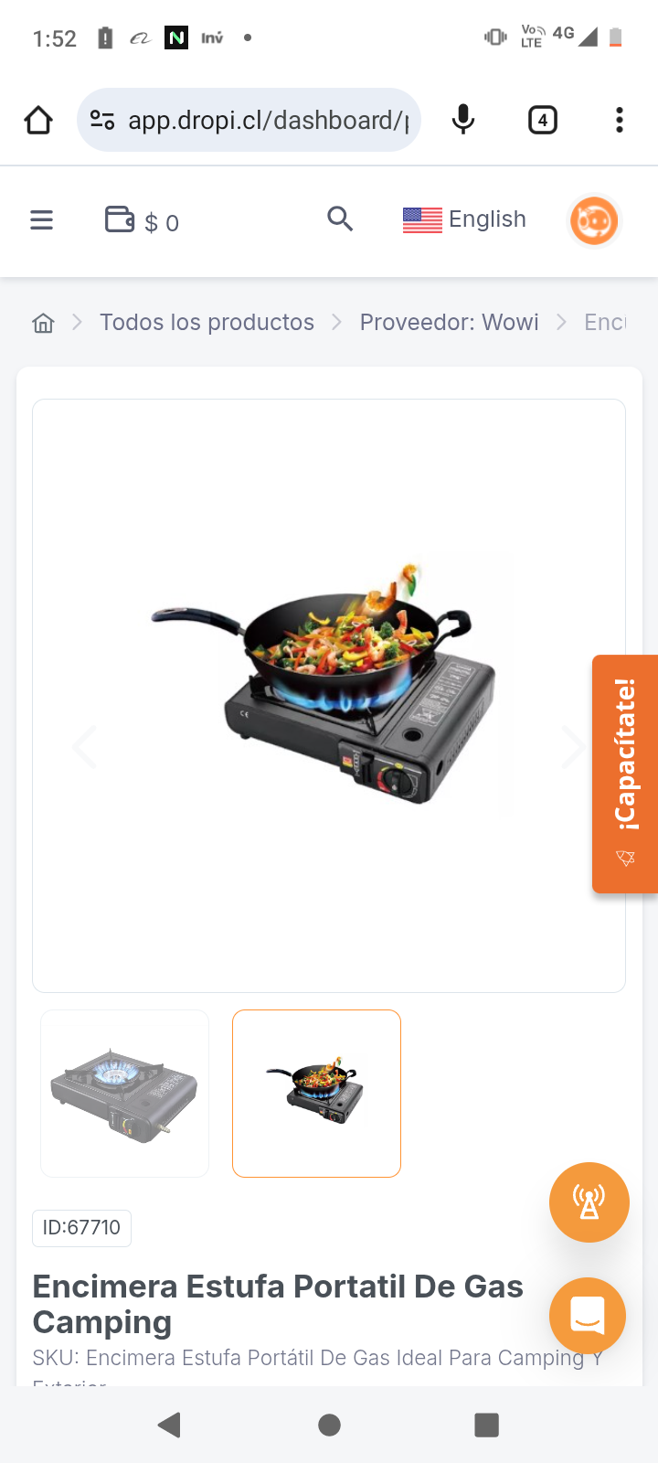 Encimera Estufa Portatil De Gas Camping