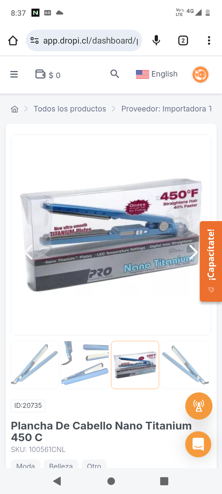 Plancha De Cabello Nano Titanium 450 C