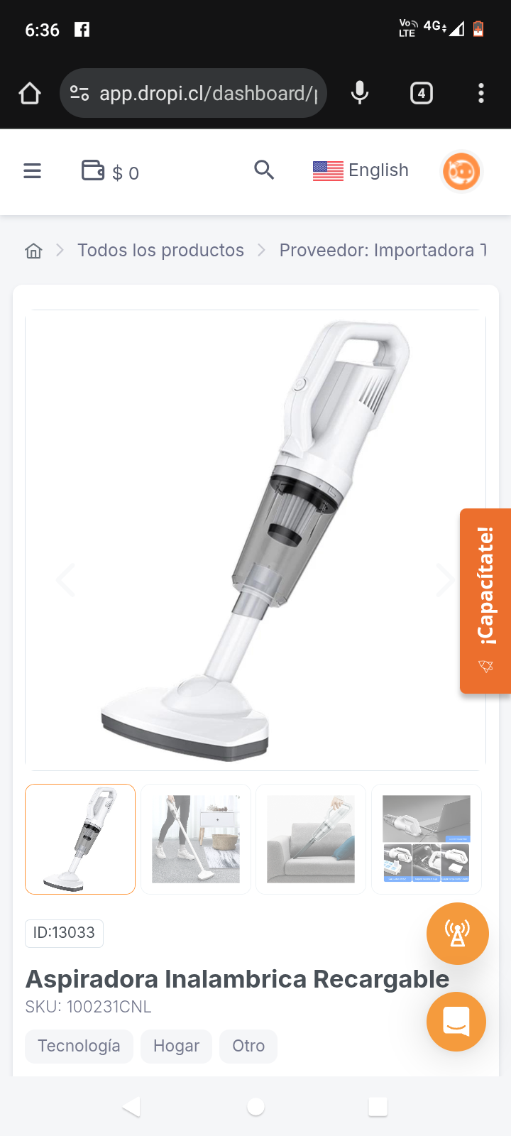 Aspiradora Inalambrica Recargable