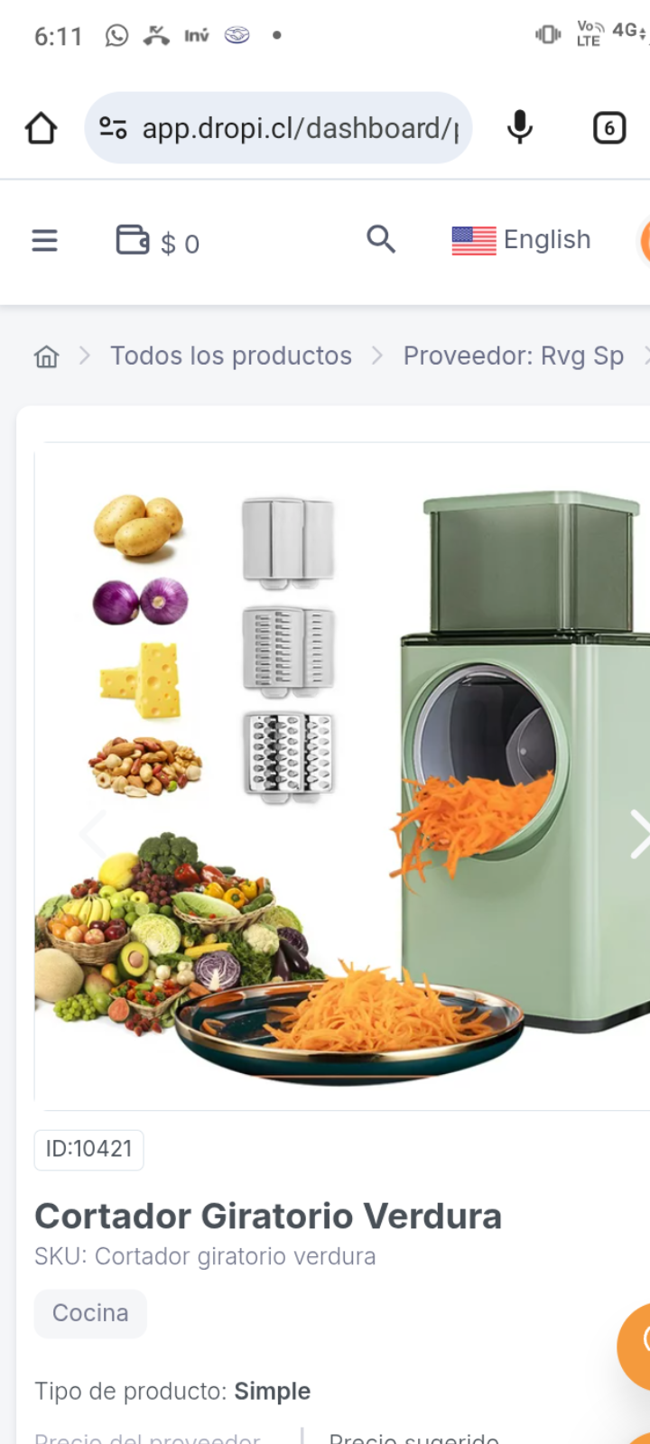 Cortador Giratorio Verdura