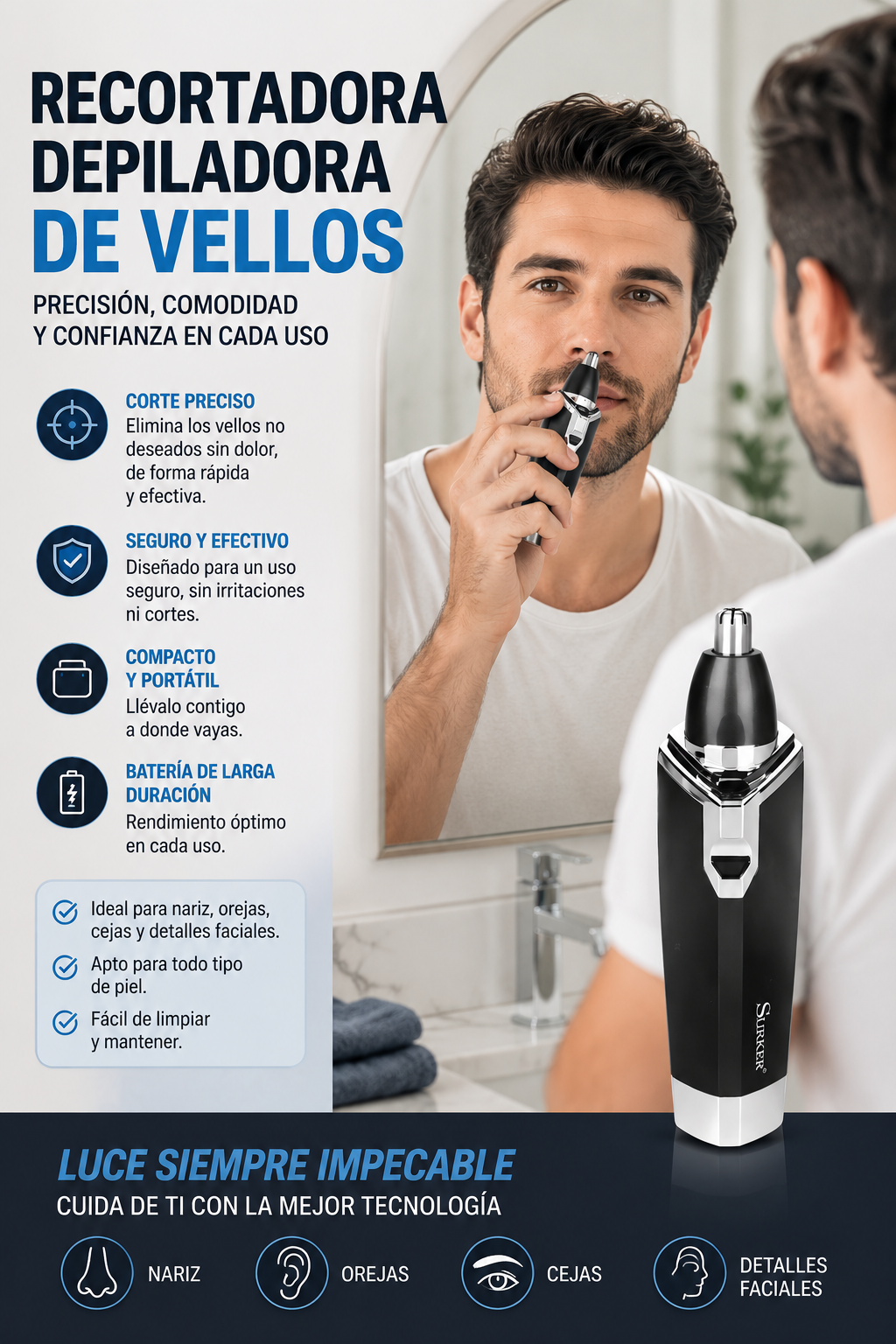 Con la Recortadora Depiladora de Vellos
