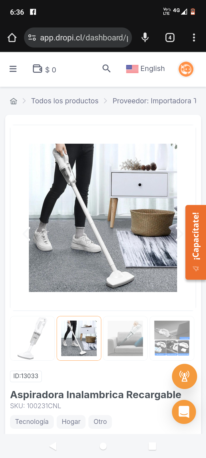 Aspiradora Inalambrica Recargable