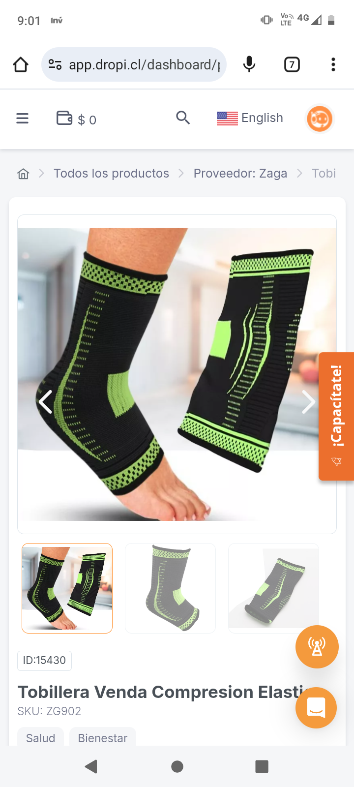 Tobillera Venda Compresion Elastica