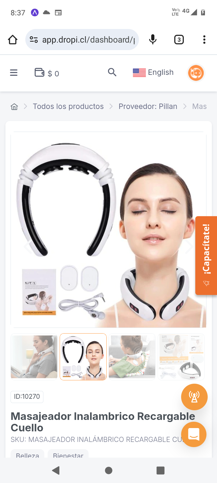 Masajeador Inalambrico Recargable Cuello