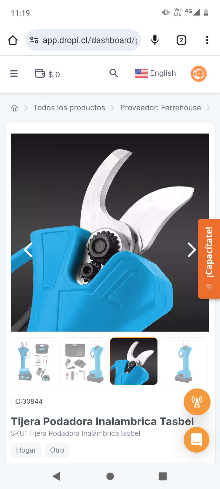 Tijera Podadora Inalambrica Tasbel