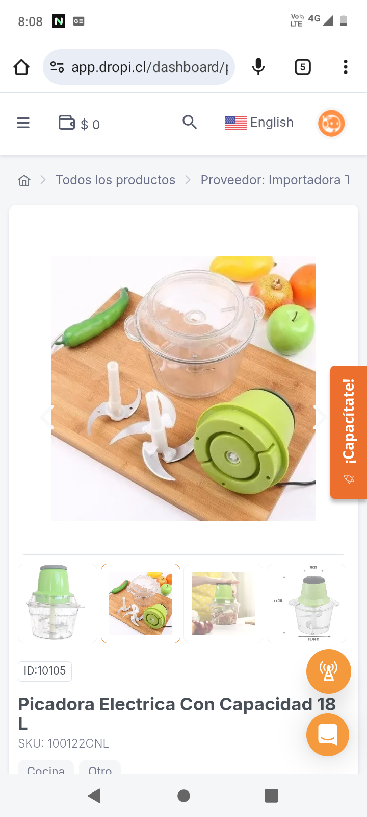 Picadora Electrica Con Capacidad 18 L