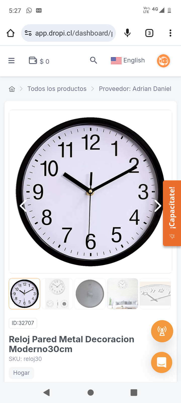 Reloj Pared Metal Decoracion