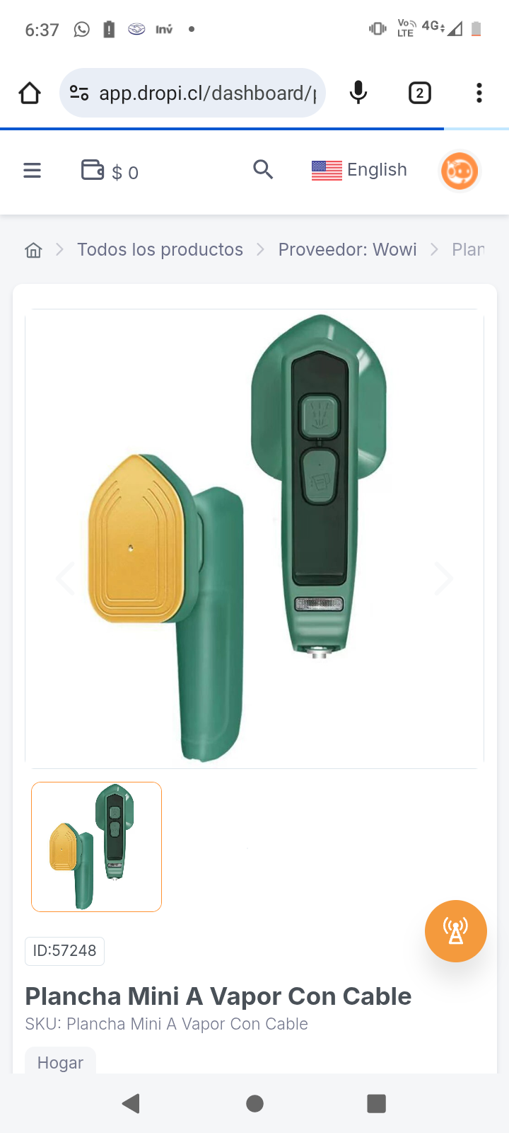 Plancha Mini A Vapor Con Cable