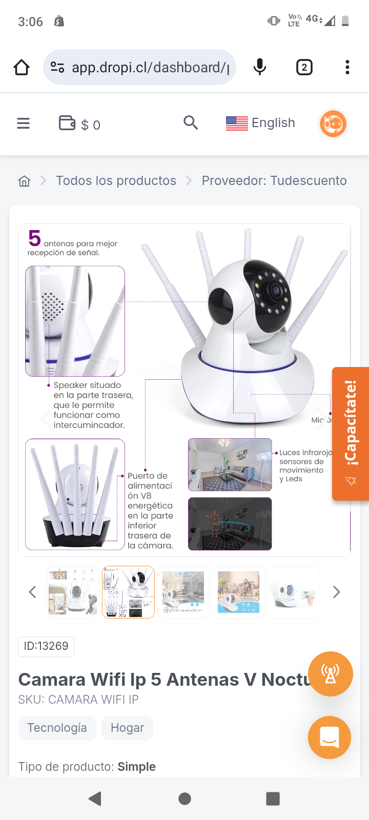 Camara Wifi Ip 5 Antenas V Nocturna