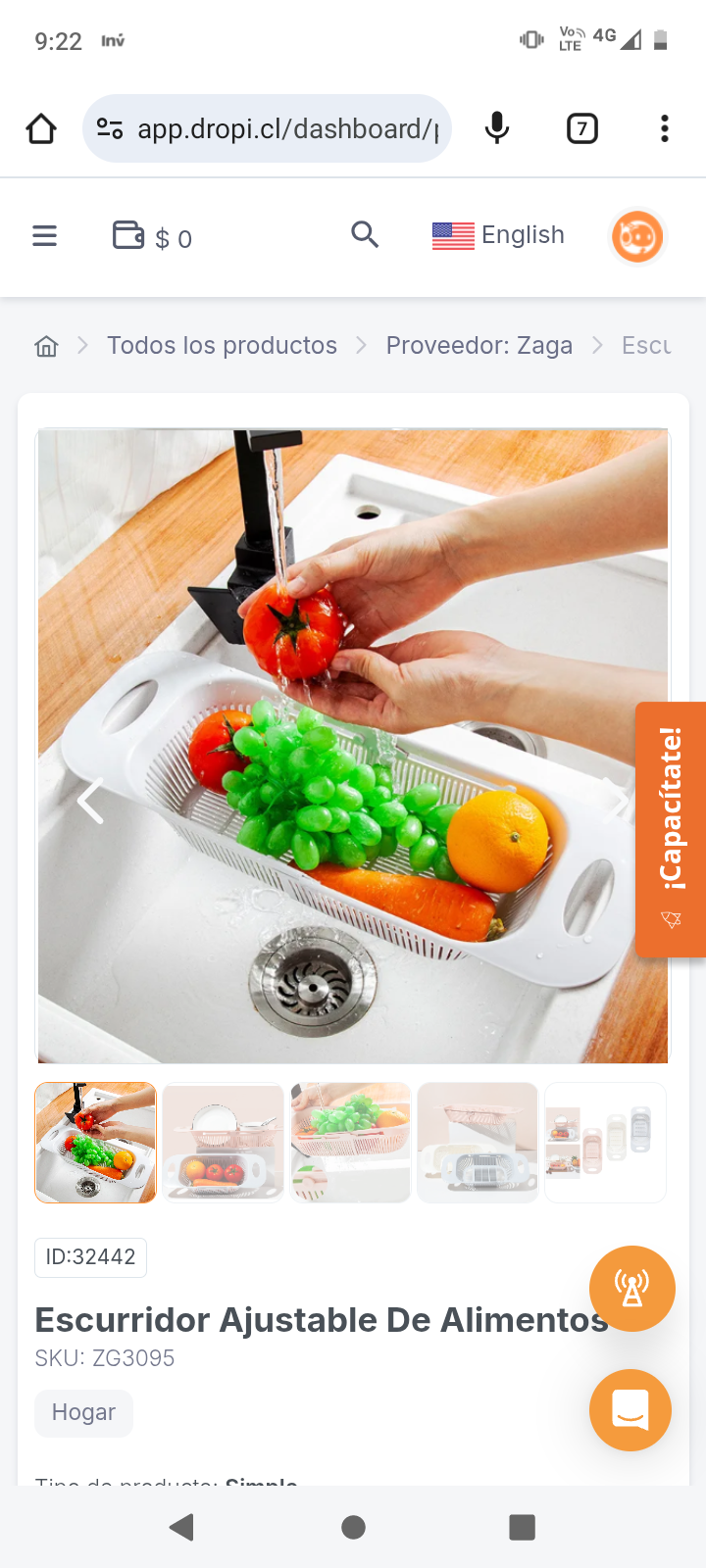 Escurridor Ajustable De Alimentos