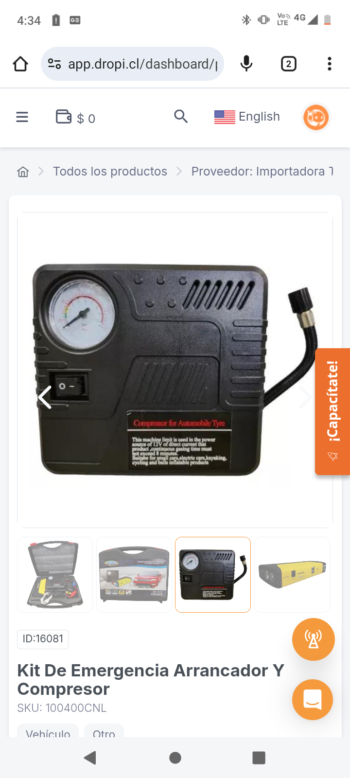 Kit De Emergencia Arrancador Y Compresor