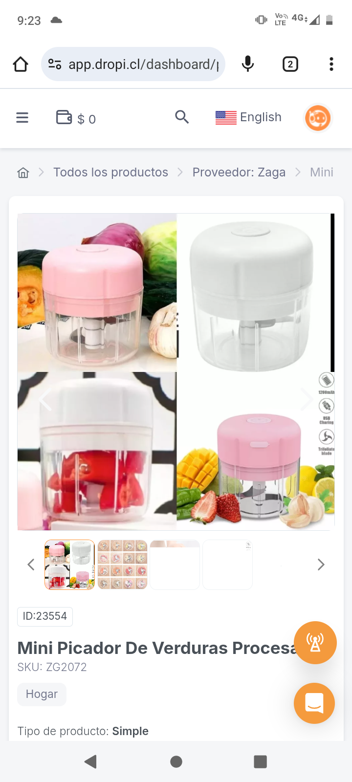 Mini Picador De Verduras Procesador