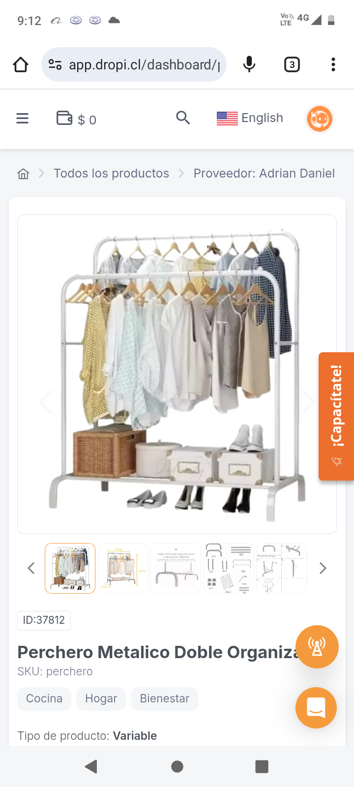 Perchero Metalico Doble Organizador