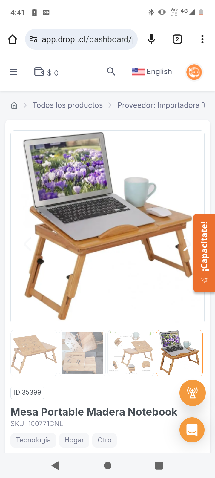 Mesa Portable Madera Notebook