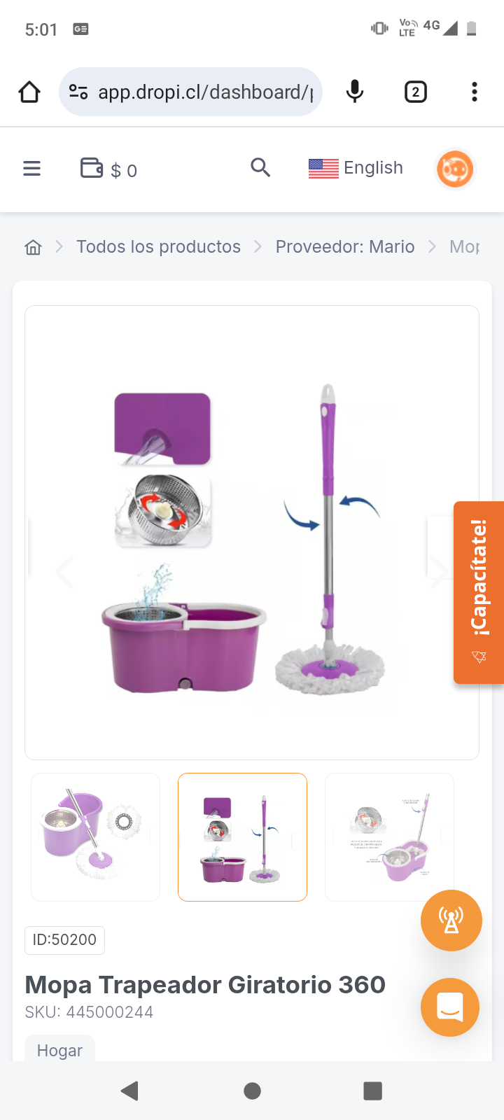 Mopa Trapeador Giratorio 360