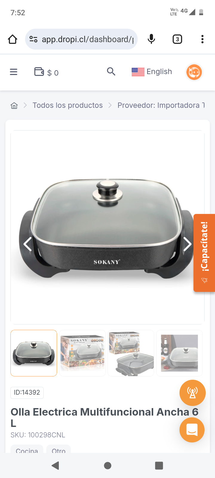 Olla Electrica Multifuncional Ancha 6 L