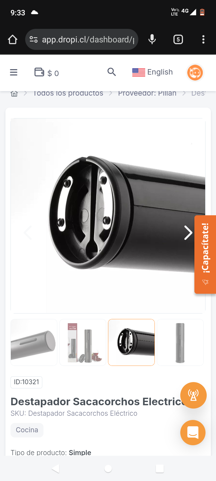 Destapador Sacacorchos Electrico