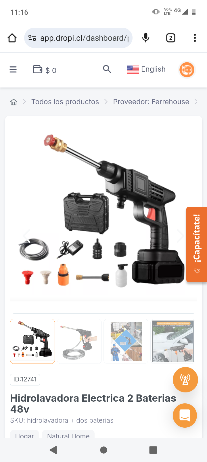 Hidrolavadora Electrica 2 Baterias 48v