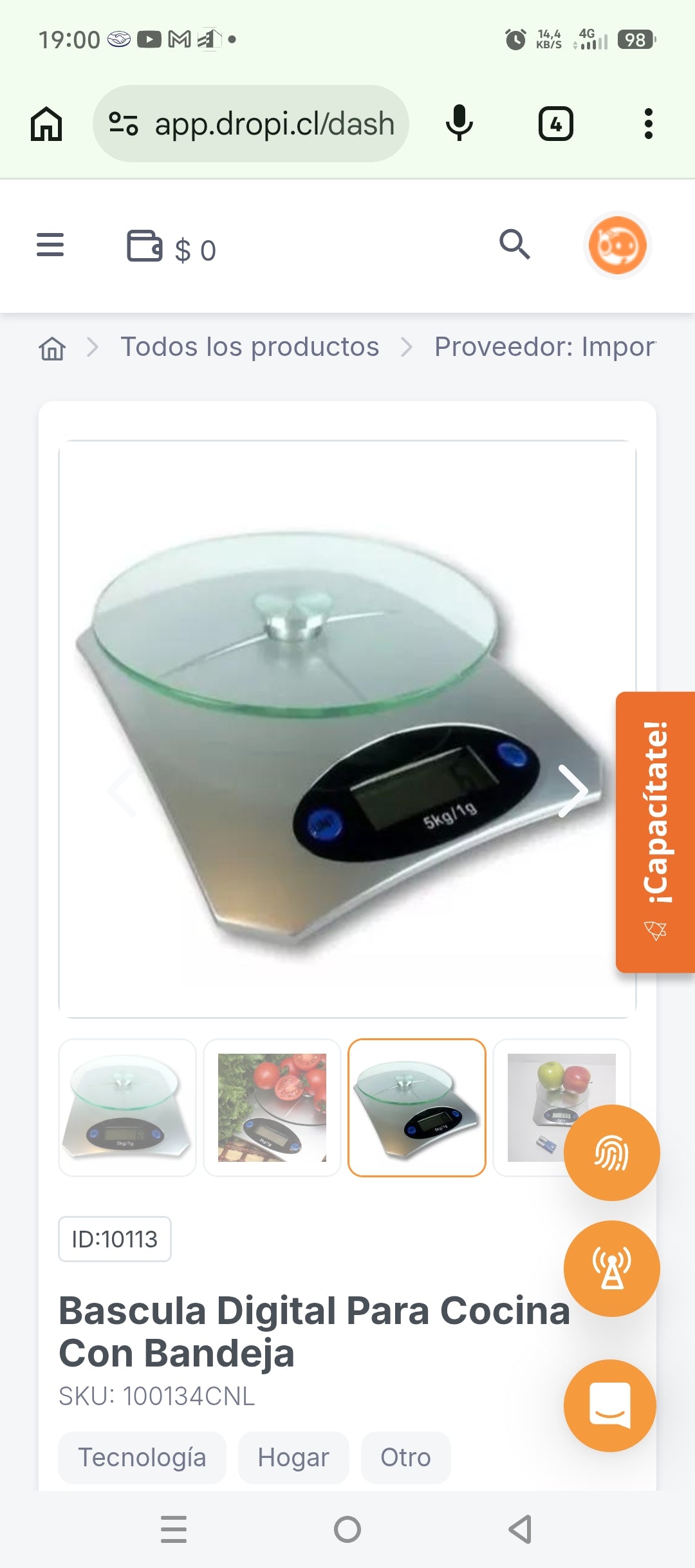 Bascula Digital Para Cocina Con Bandeja
