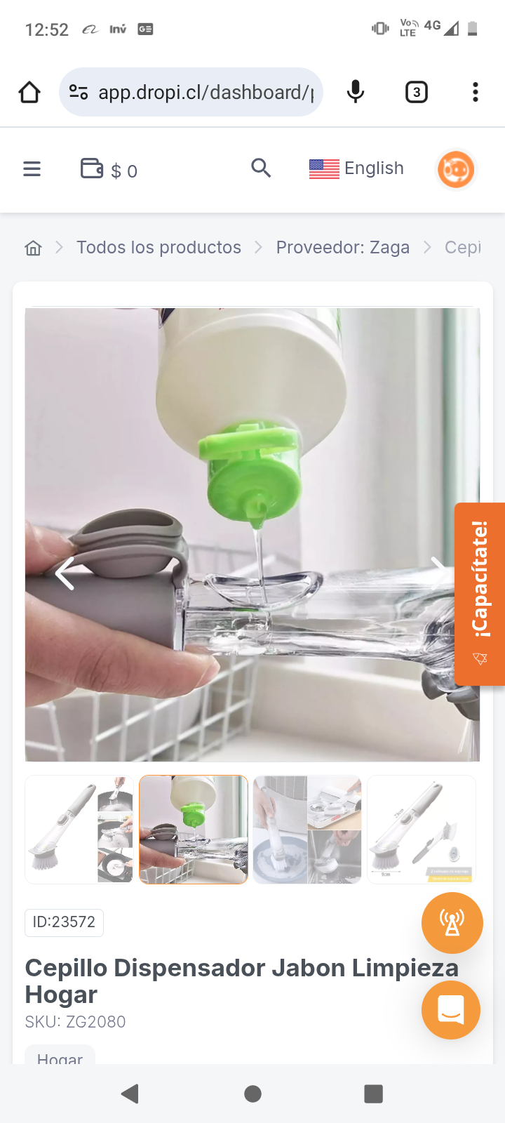 Cepillo Dispensador Jabon Limpieza Hogar