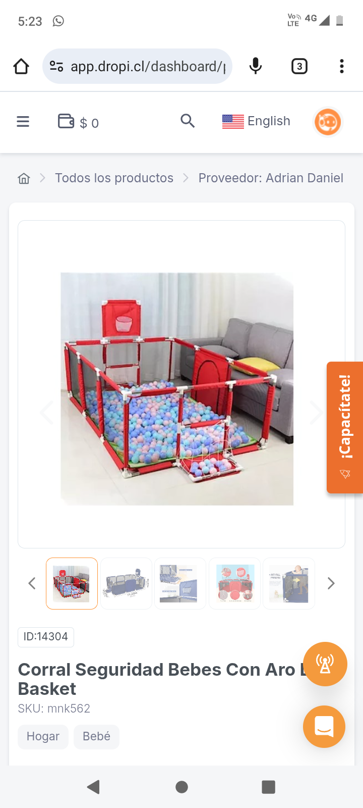 Corral Seguridad Bebes Con Aro De Basket