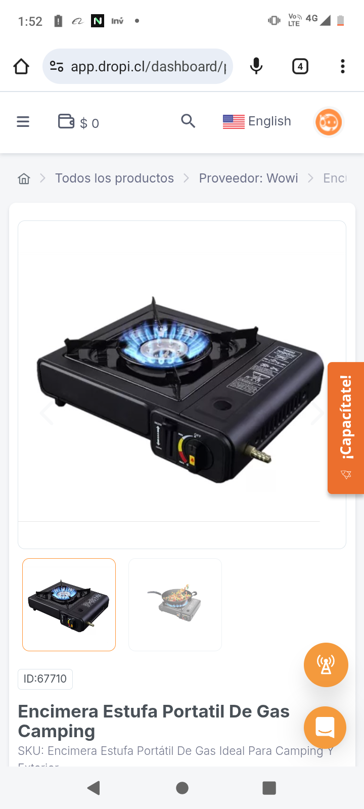 Encimera Estufa Portatil De Gas Camping