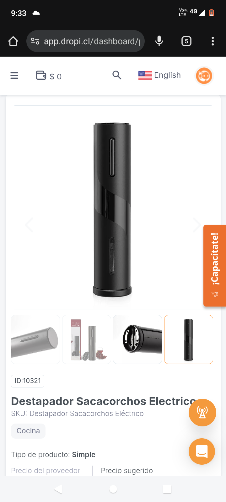 Destapador Sacacorchos Electrico