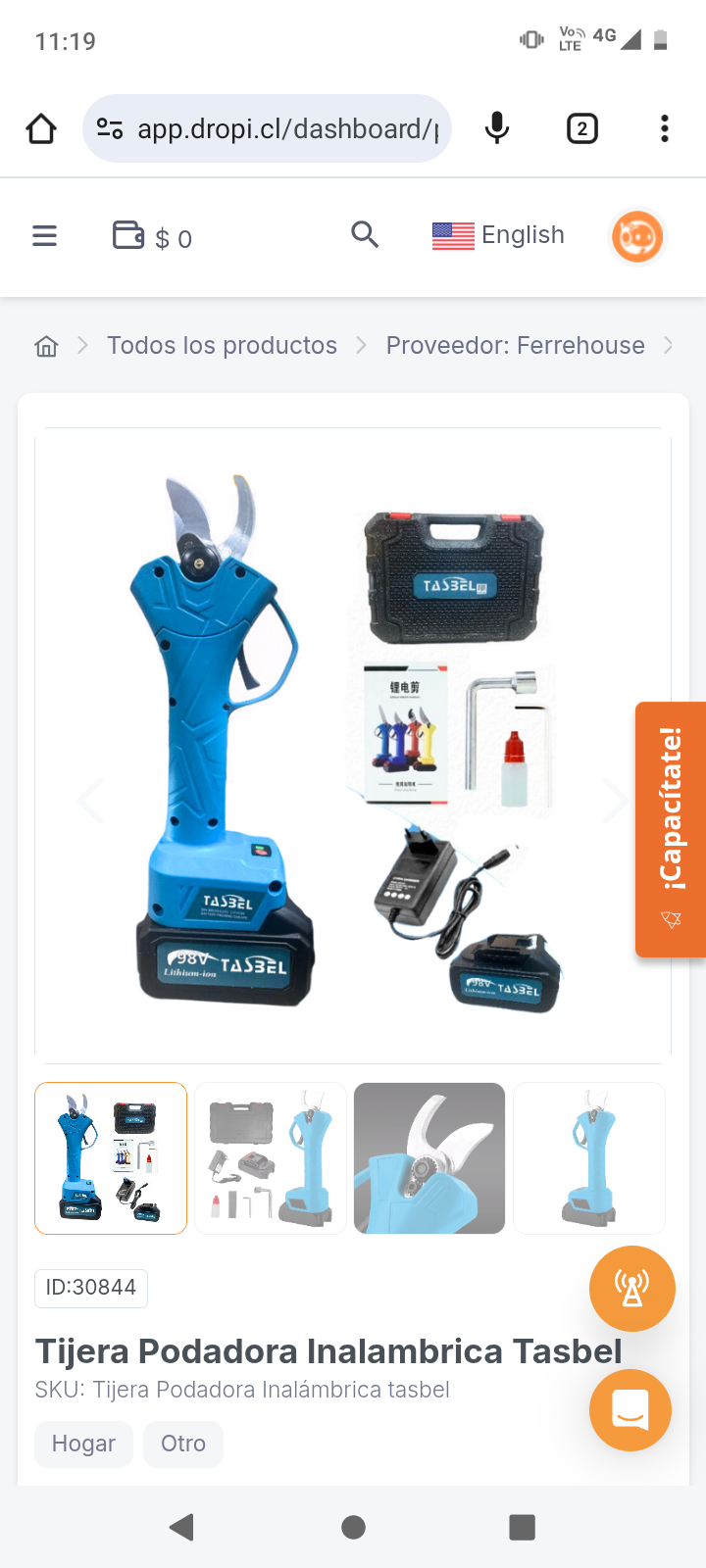 Tijera Podadora Inalambrica Tasbel