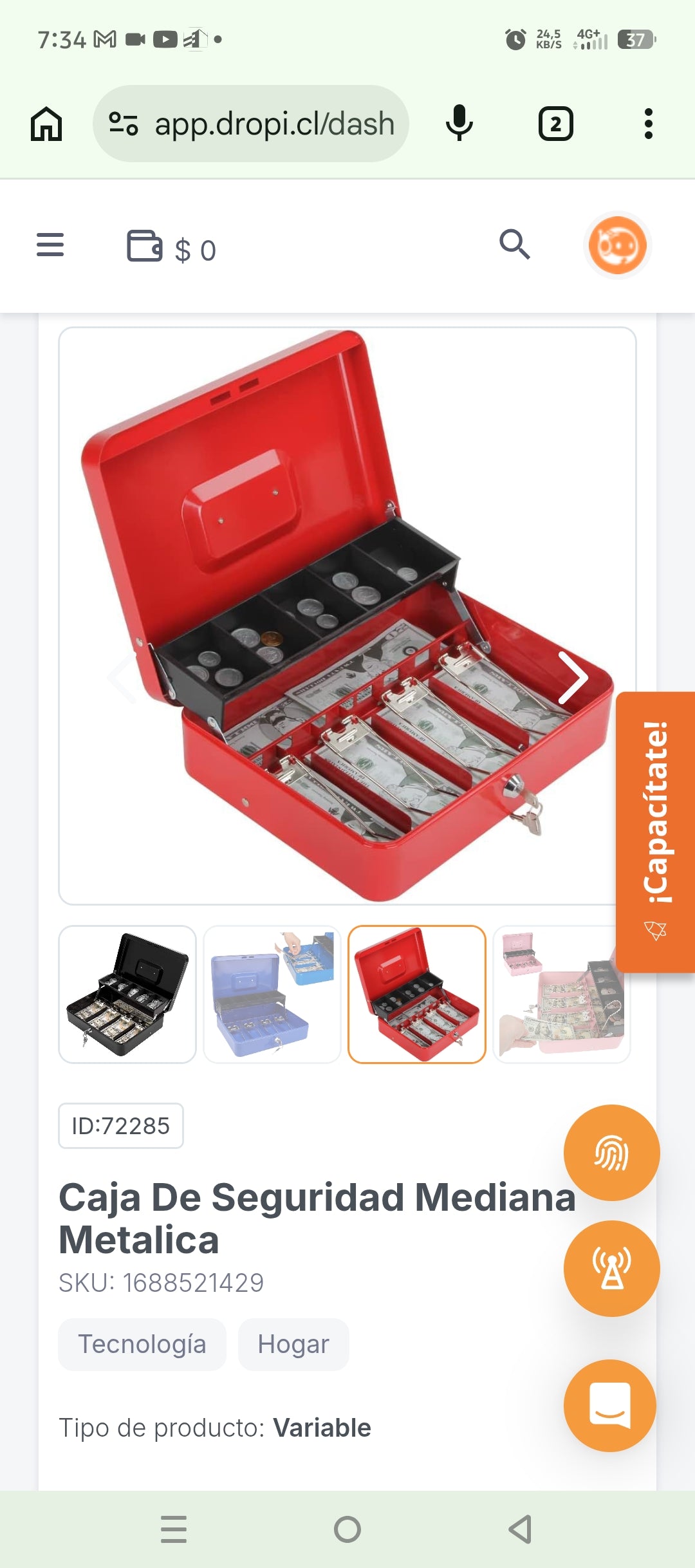 Caja De Seguridad Mediana Metalica