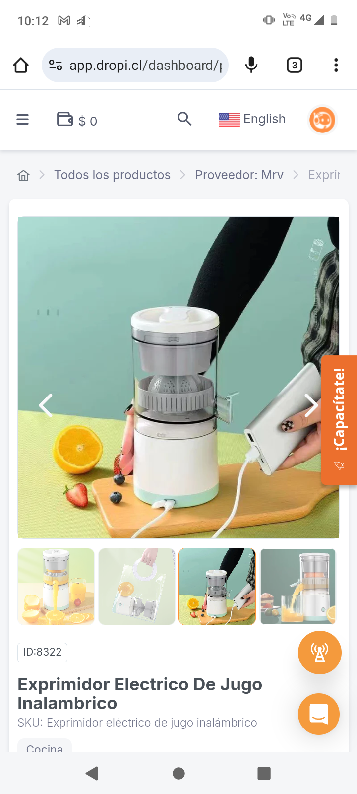 Exprimidor Electrico De Jugo Inalambrico