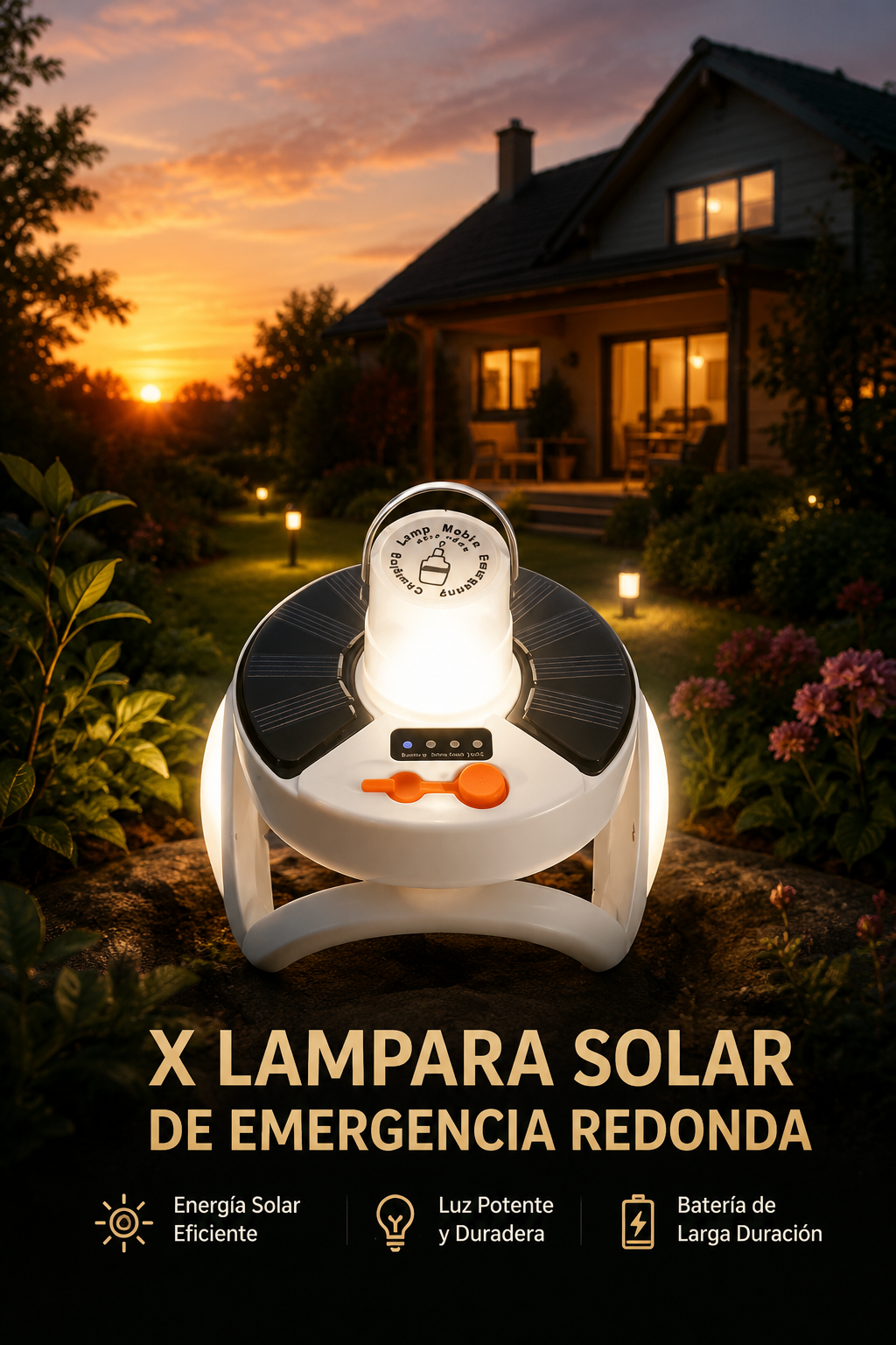 Lámpara solar de emergencia redonda