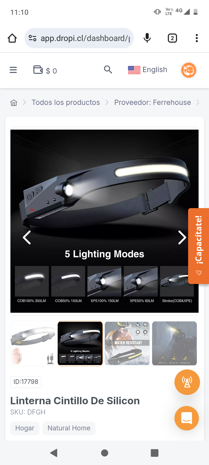 Linterna Cintillo De Silicon