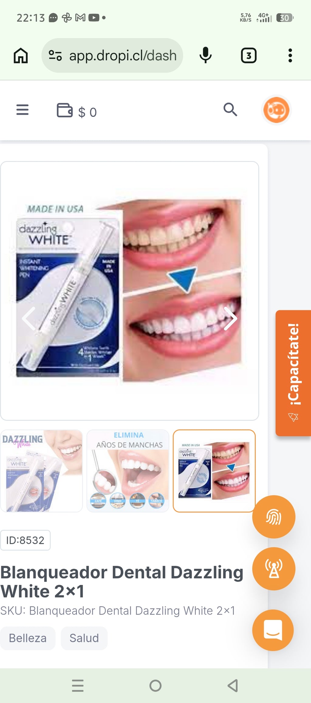 Blanqueador Dental Dazzling White 2x1