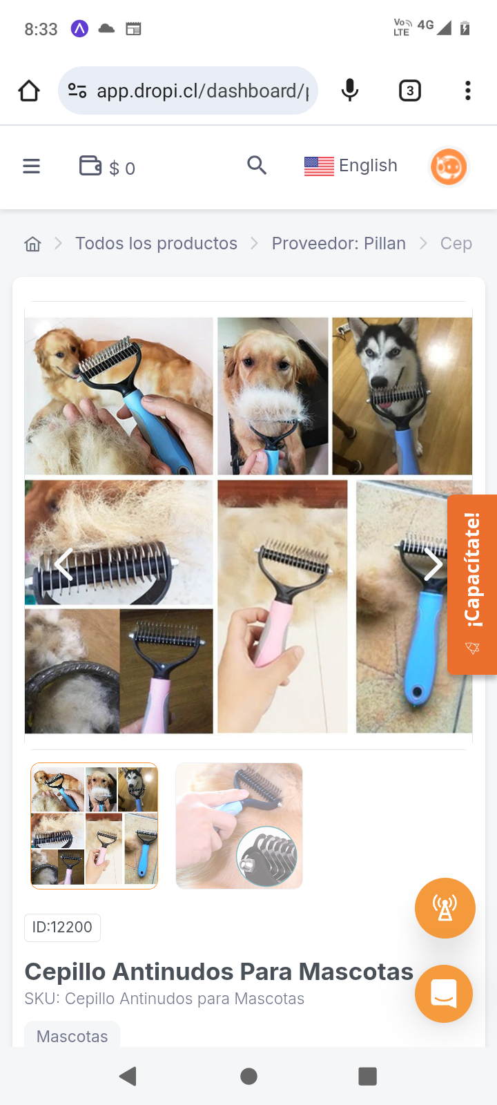 Cepillo Antinudos Para Mascotas