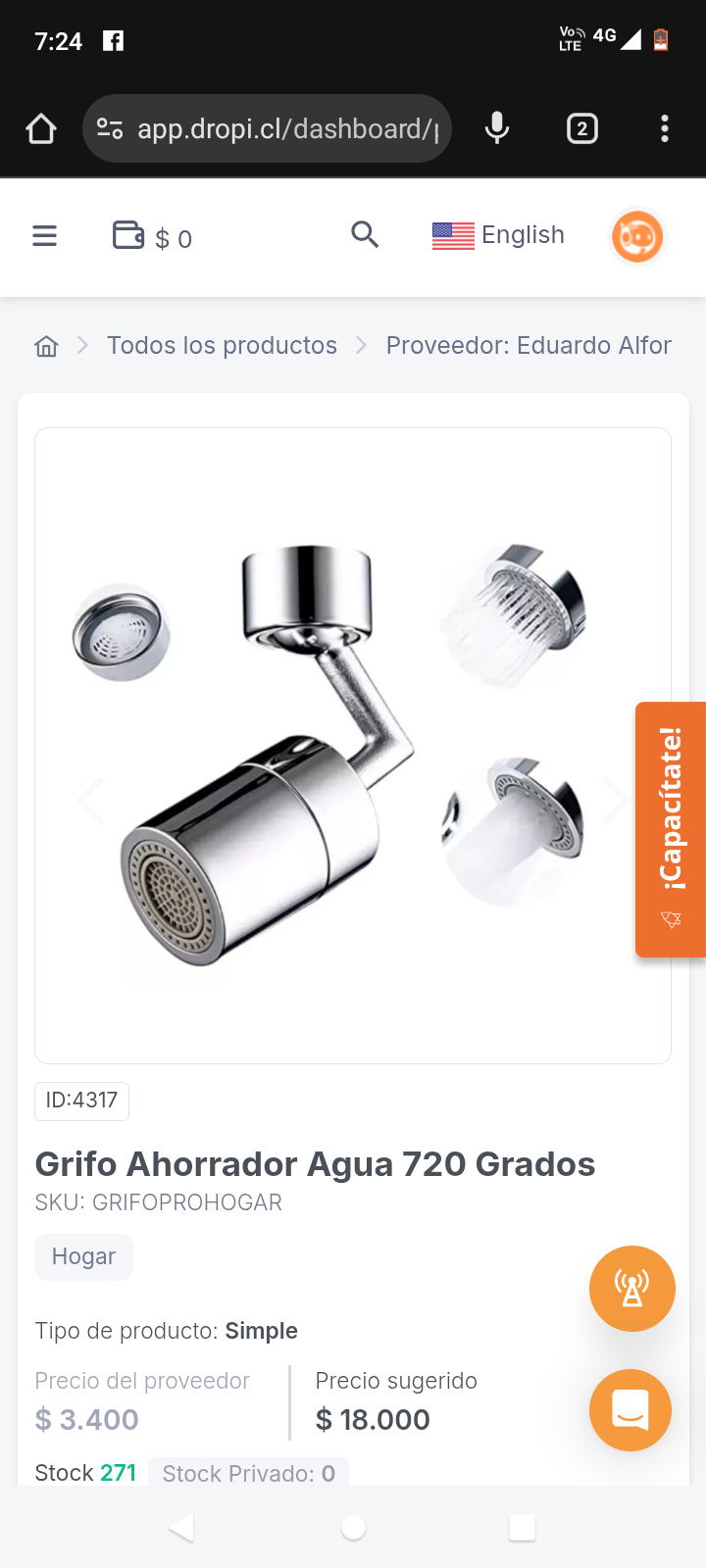 Grifo Ahorrador Agua 720 Grados