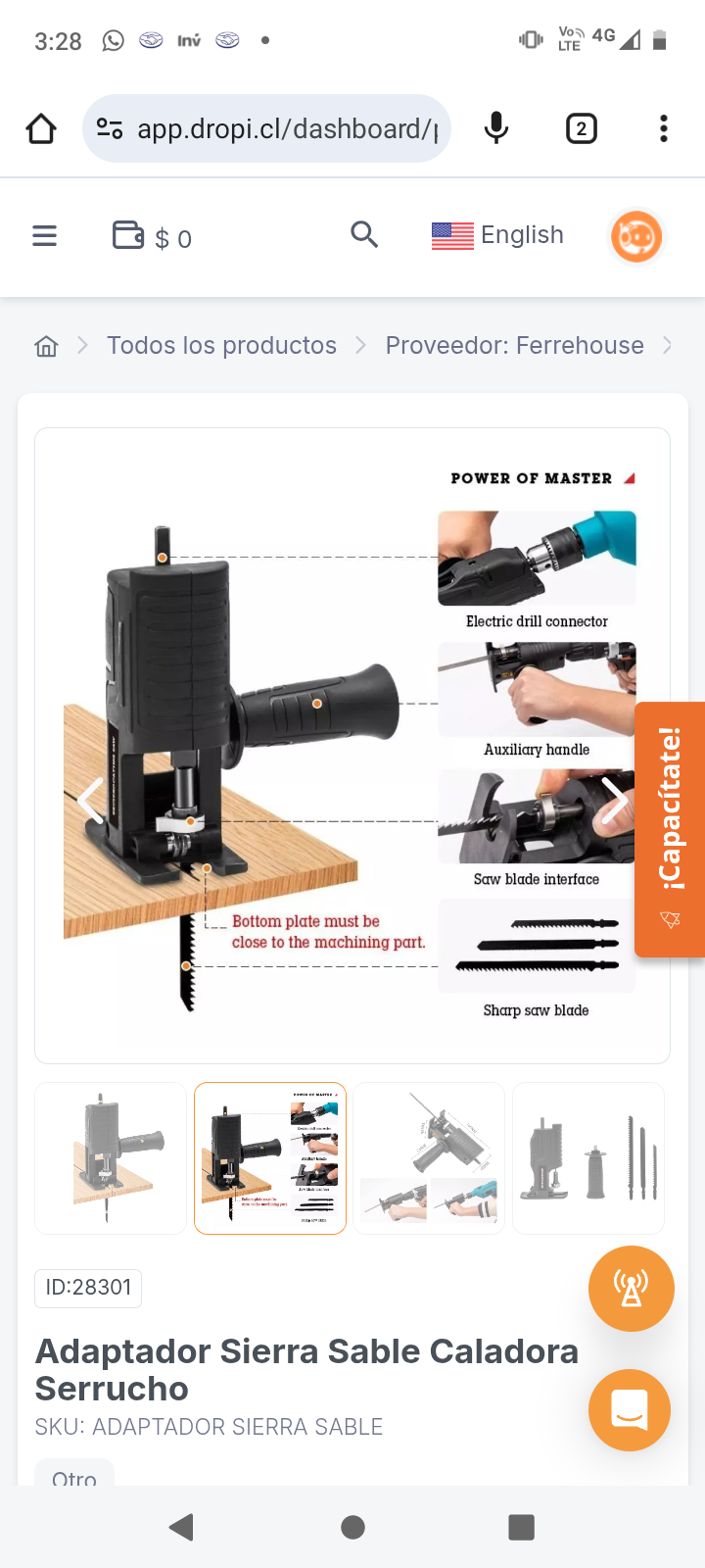 Adaptador Sierra Sable Caladora Serrucho