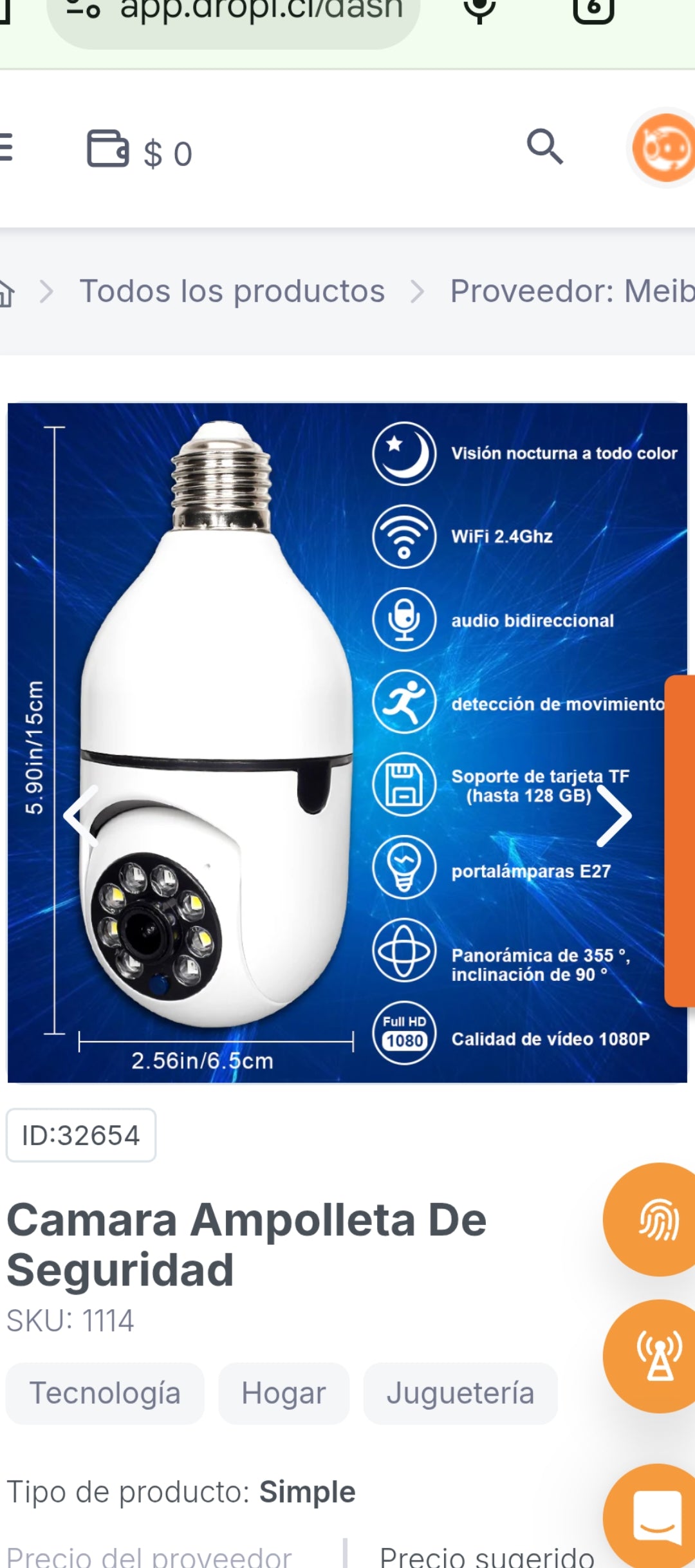 Camara Ampolleta De Seguridad