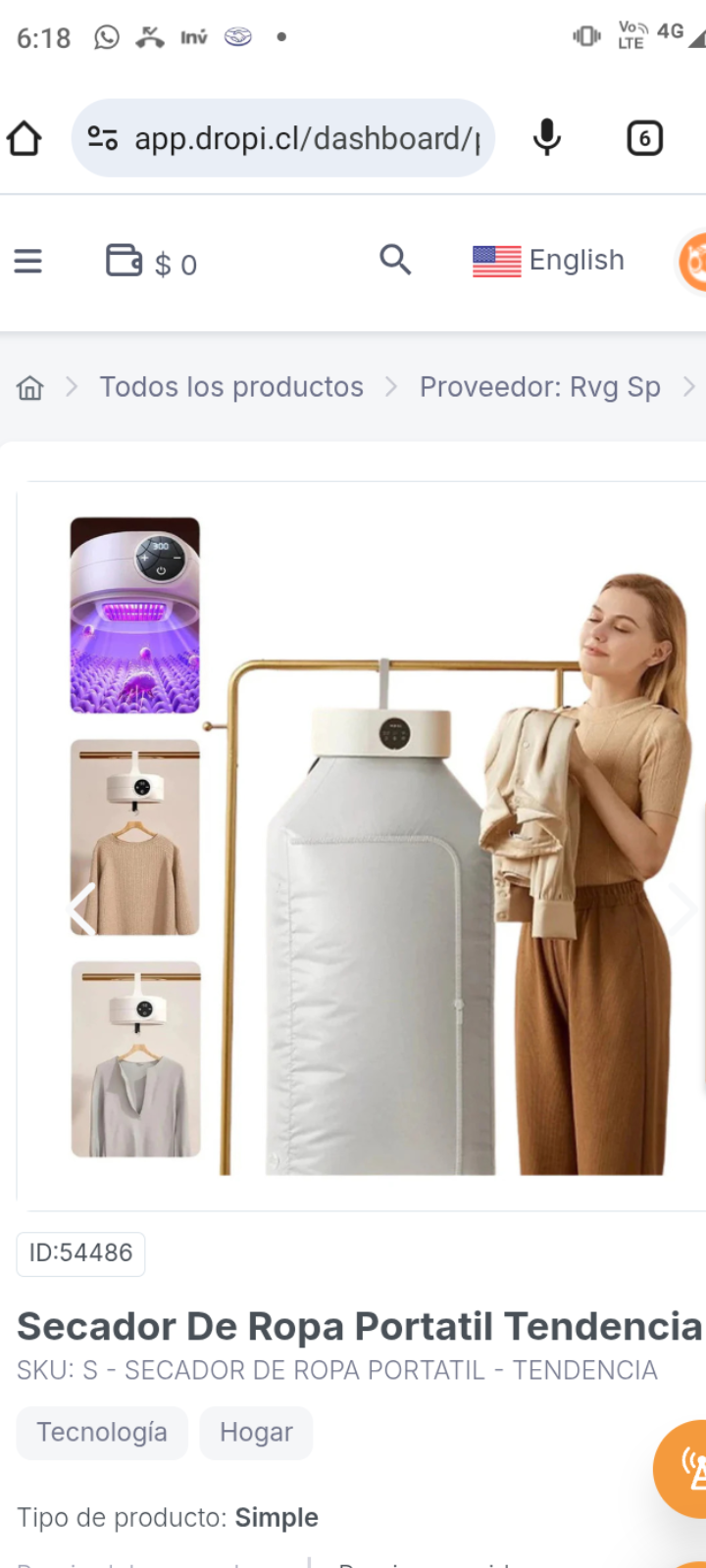 Secador De Ropa Portatil Tendencia