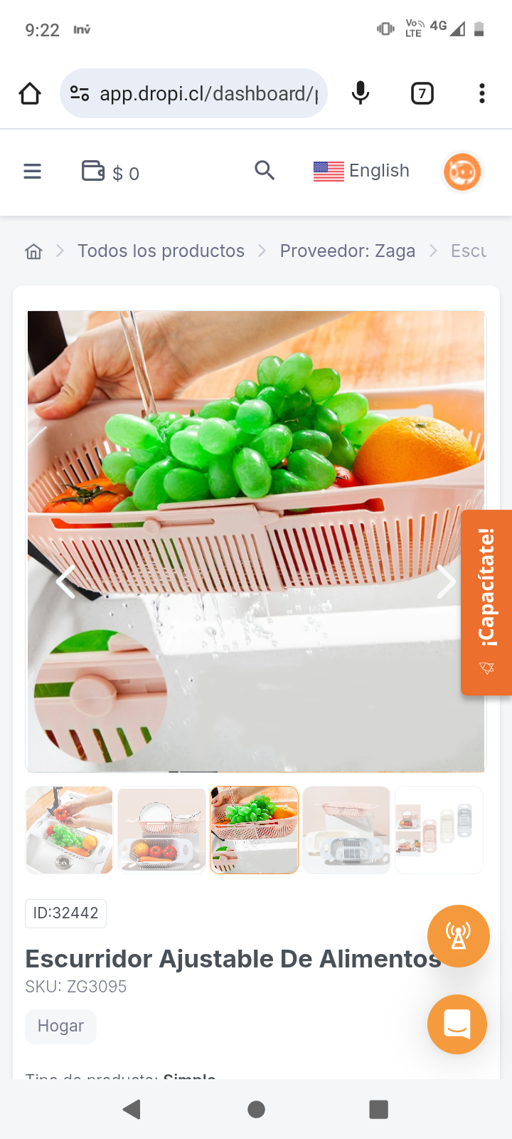 Escurridor Ajustable De Alimentos