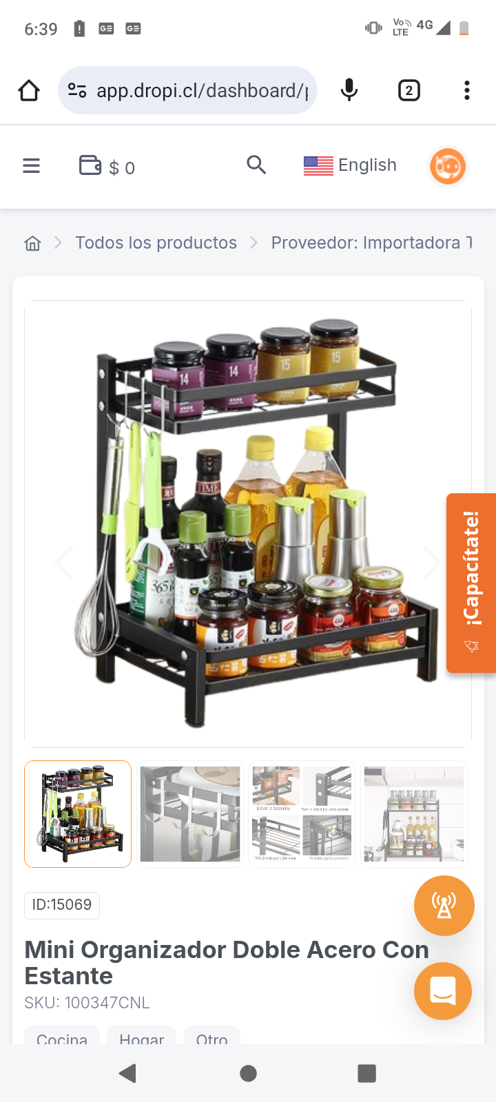 Mini Organizador Doble Acero Con Estante
