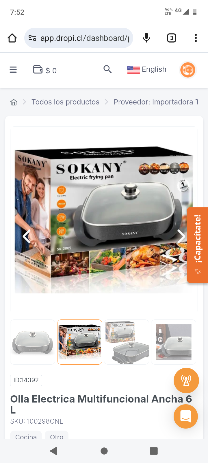 Olla Electrica Multifuncional Ancha 6 L