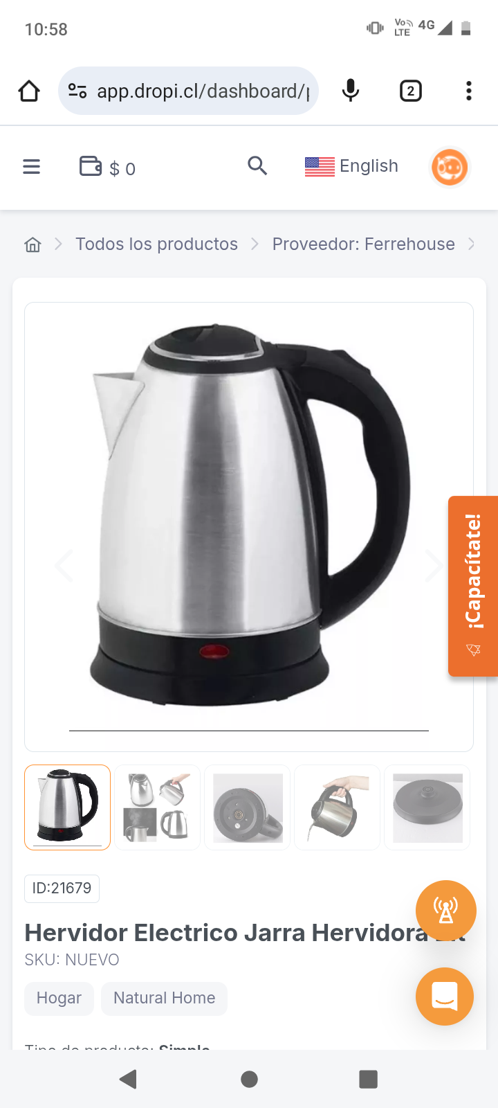 Hervidor Electrico Jarra Hervidora 2lt