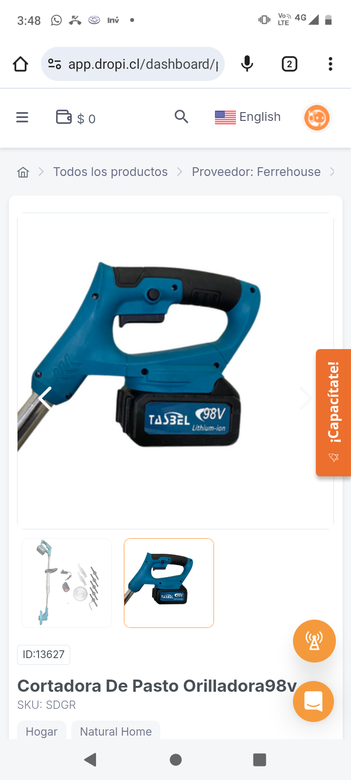 Cortadora De Pasto Orilladora98v