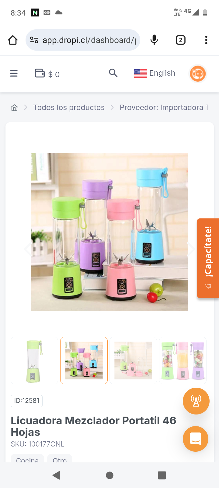 Licuadora Mezclador Portatil 46 Hojas