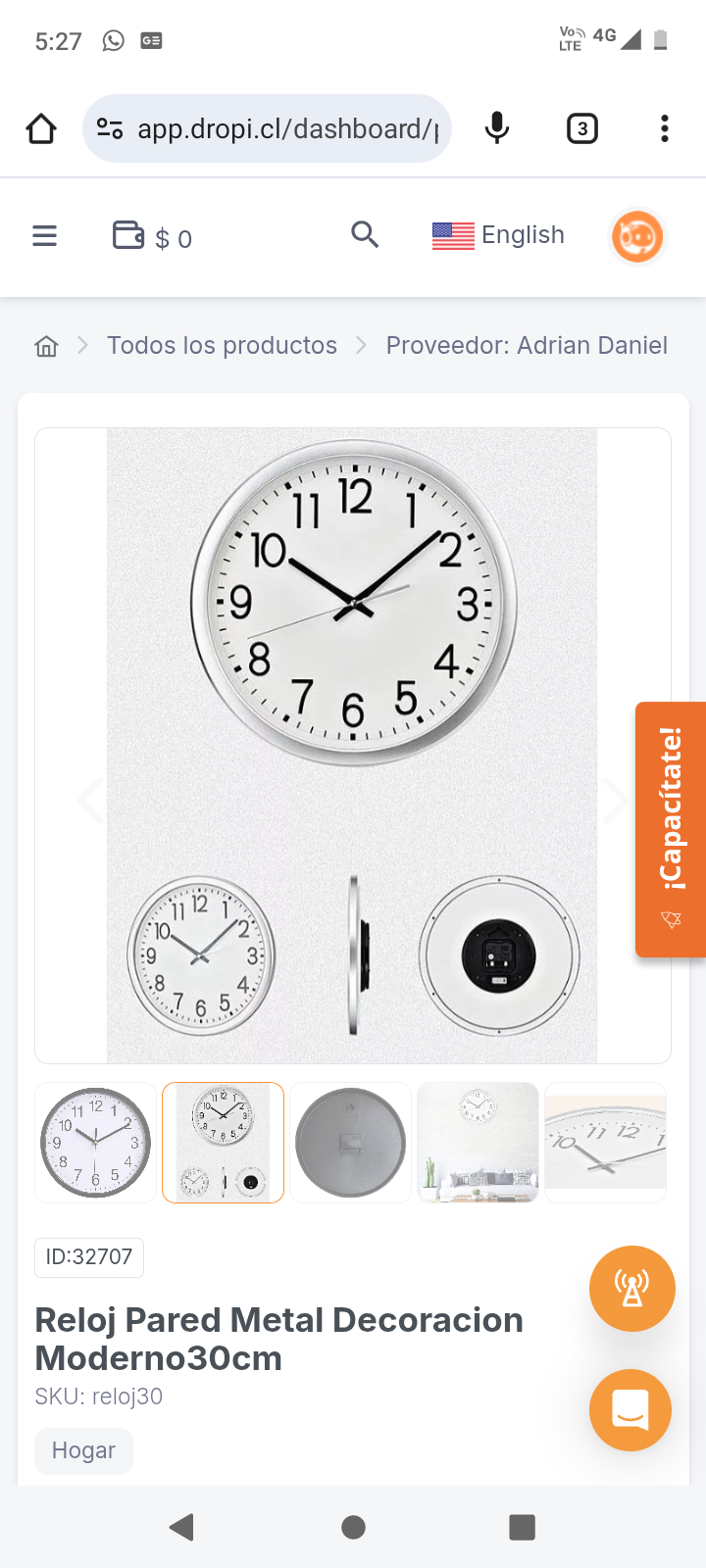 Reloj Pared Metal Decoracion